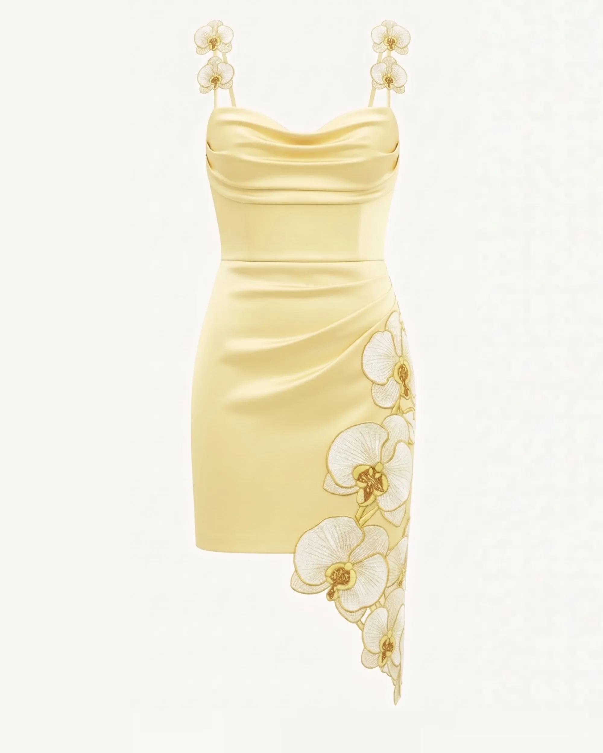 Orchid Embroidered Draped Mini Dress - Pale Yellow sold by JW PEI product image thumbnail 3