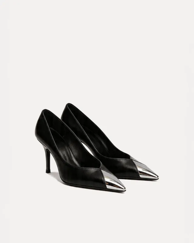 Ava Metallic Cap Pumps – Black made by JW PEI