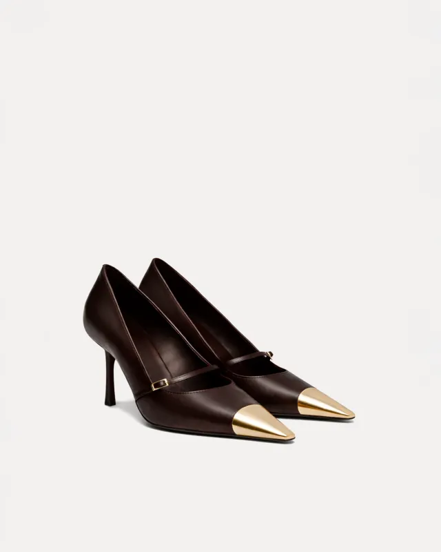 Mila Metal Cap Pumps – Brown made by JW PEI