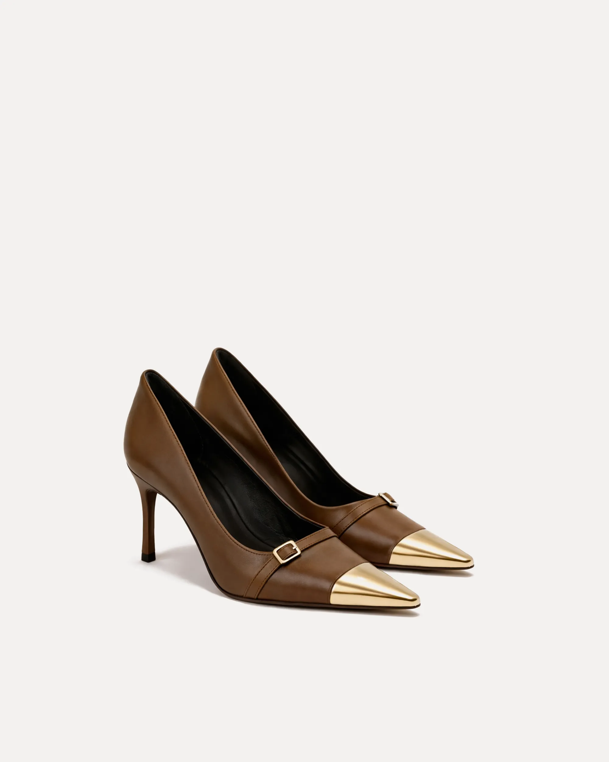 Hazel Metal Cap Pumps – Brown sold by JW PEI