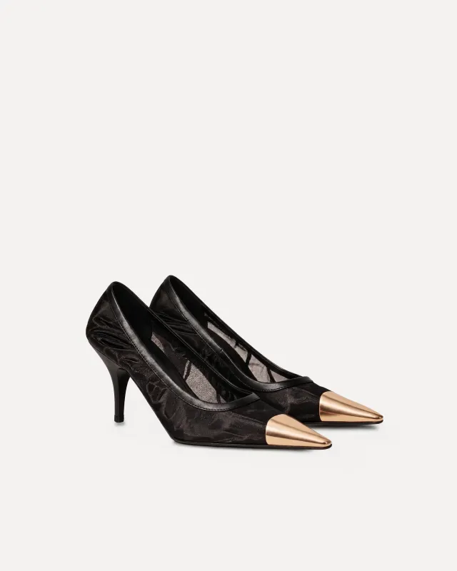 Ava Metal Cap Pumps – Black made by JW PEI