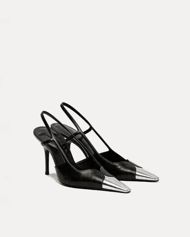 Ariana Metallic Slingback Pumps – Black made by JW PEI