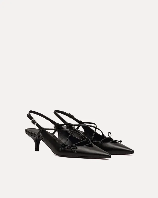 Lila Bow Strap Pumps – Black made by JW PEI