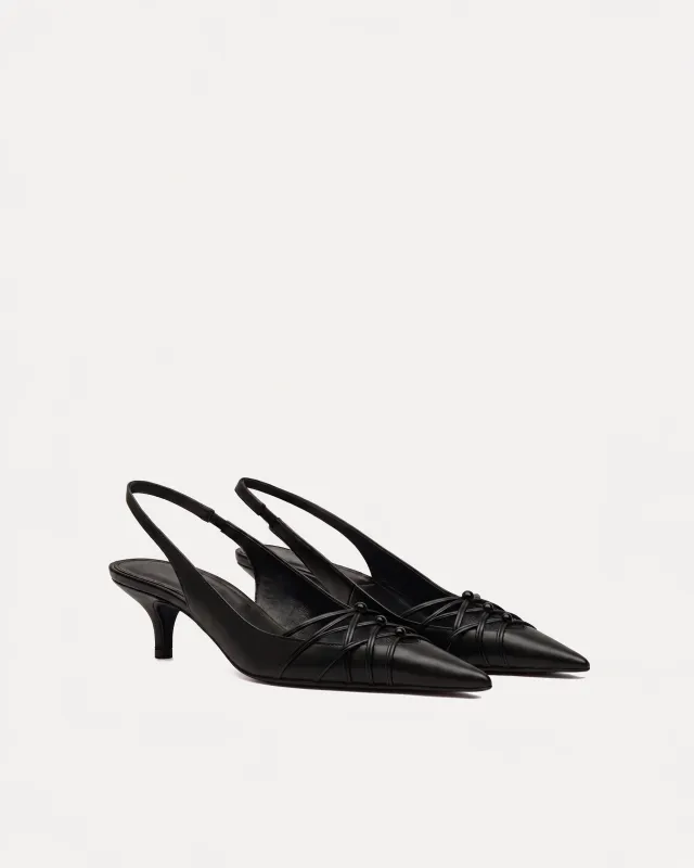 Maya Strappy Slingback Pumps – Black made by JW PEI