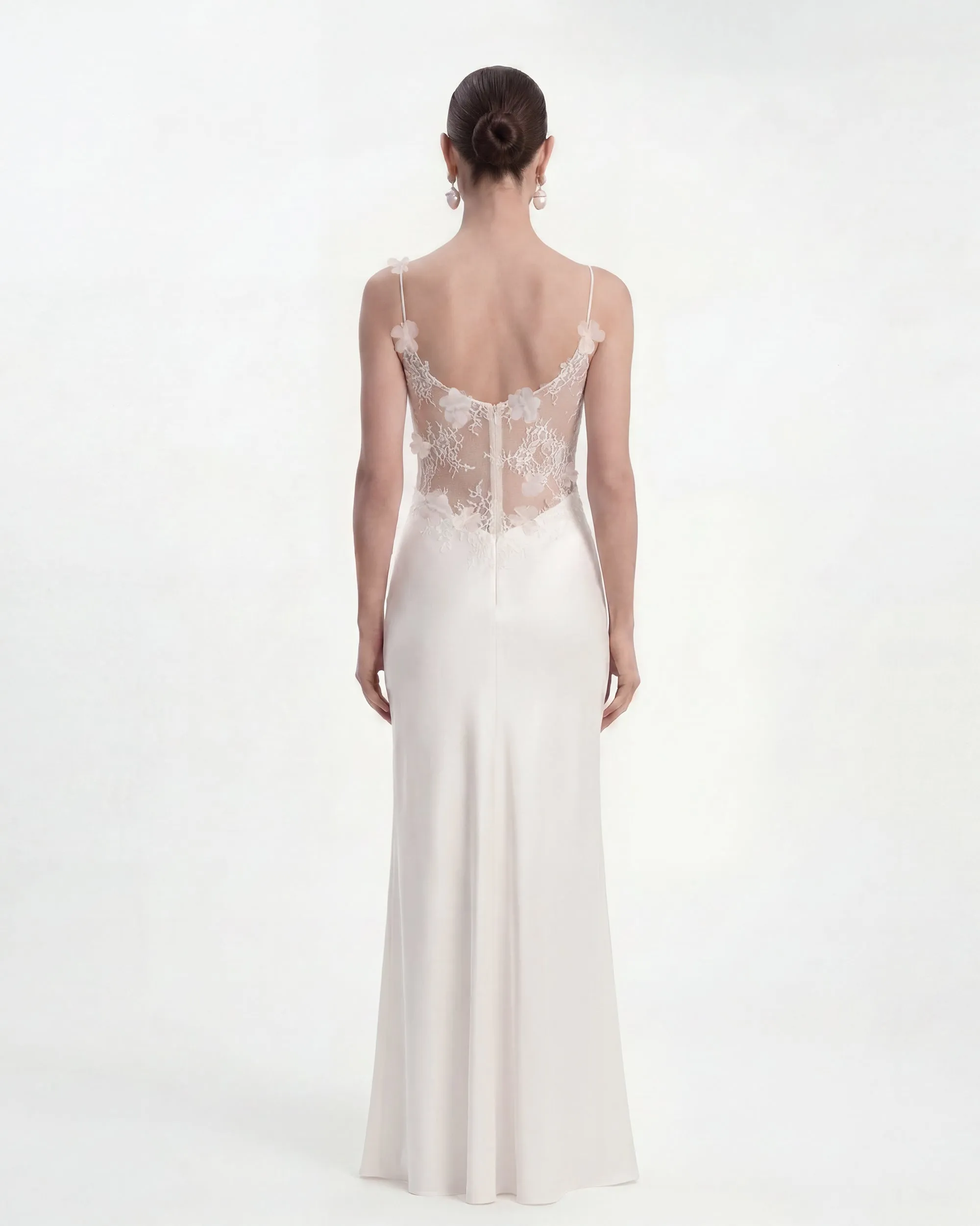 Floral Appliqué Sheer Lace Maxi Dress - White sold by JW PEI product image thumbnail 2