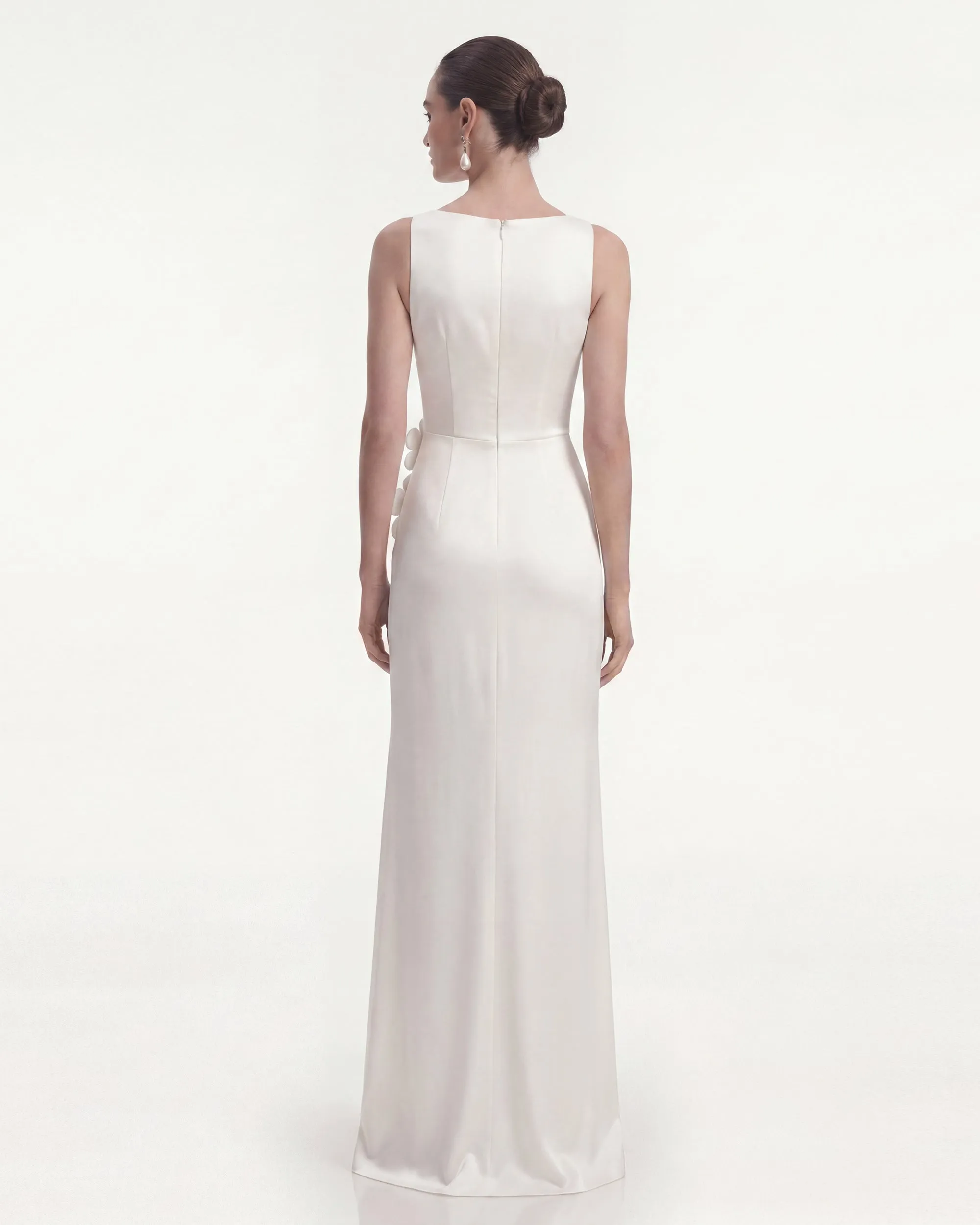 Floral Appliqué Side Slit Maxi Dress - White sold by JW PEI product image thumbnail 2