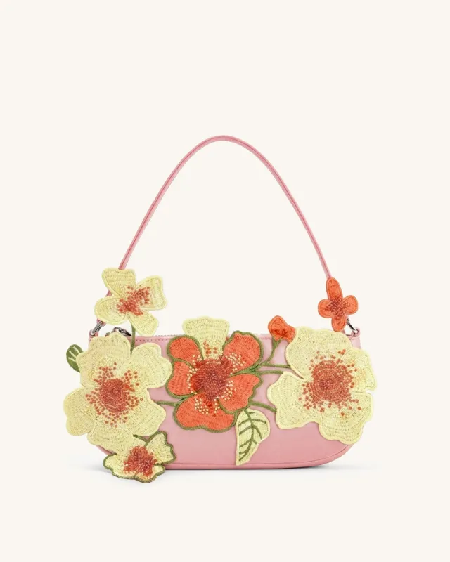 Leona Bead Embellished Shoulder Bag - Pink Green made by JW PEI