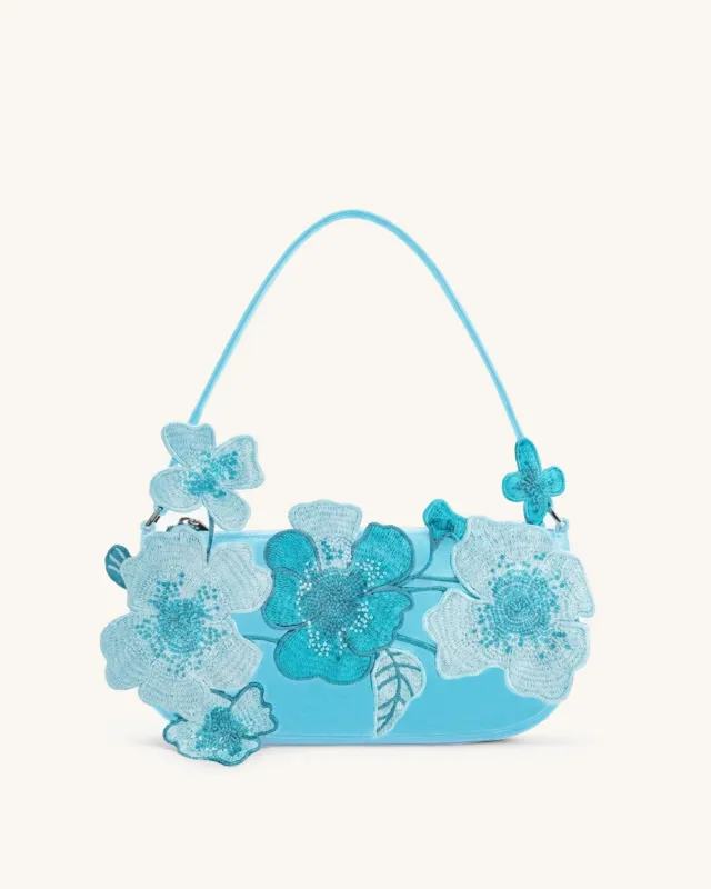 Leona Bead Embellished Shoulder Bag - Blue made by JW PEI