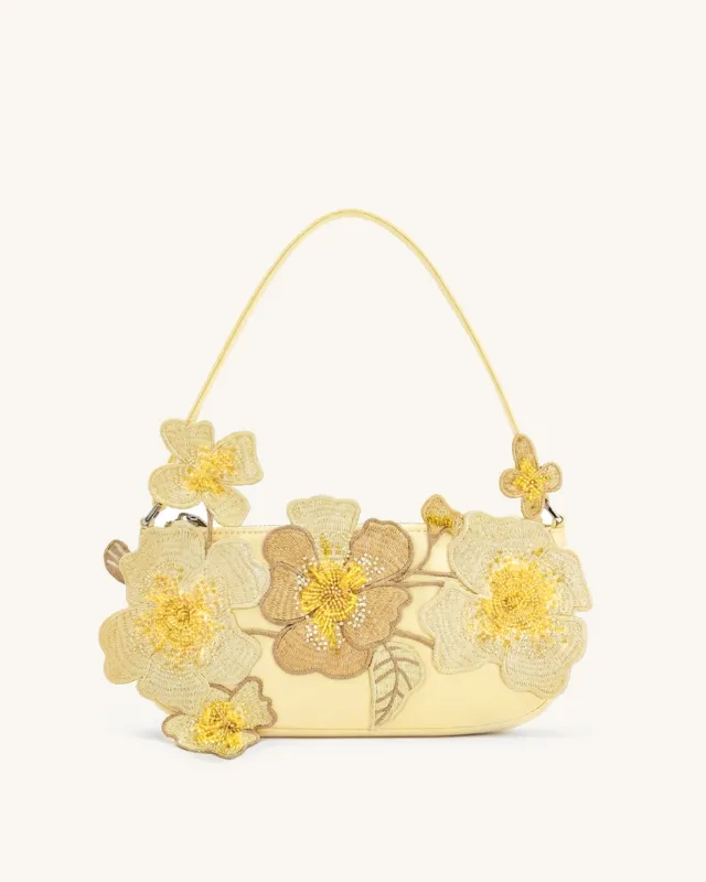 Leona Bead Embellished Shoulder Bag - Light Yellow made by JW PEI