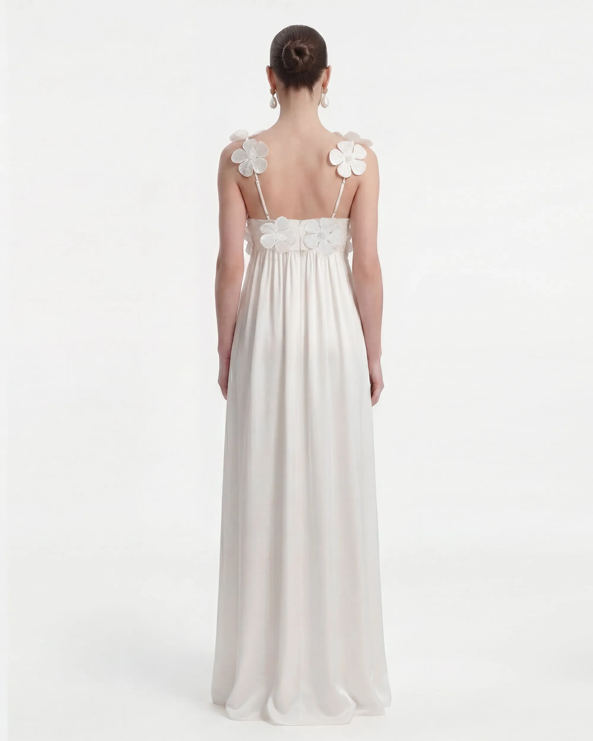 Floral Appliqué Empire Waist Maxi Dress - White sold by JW PEI