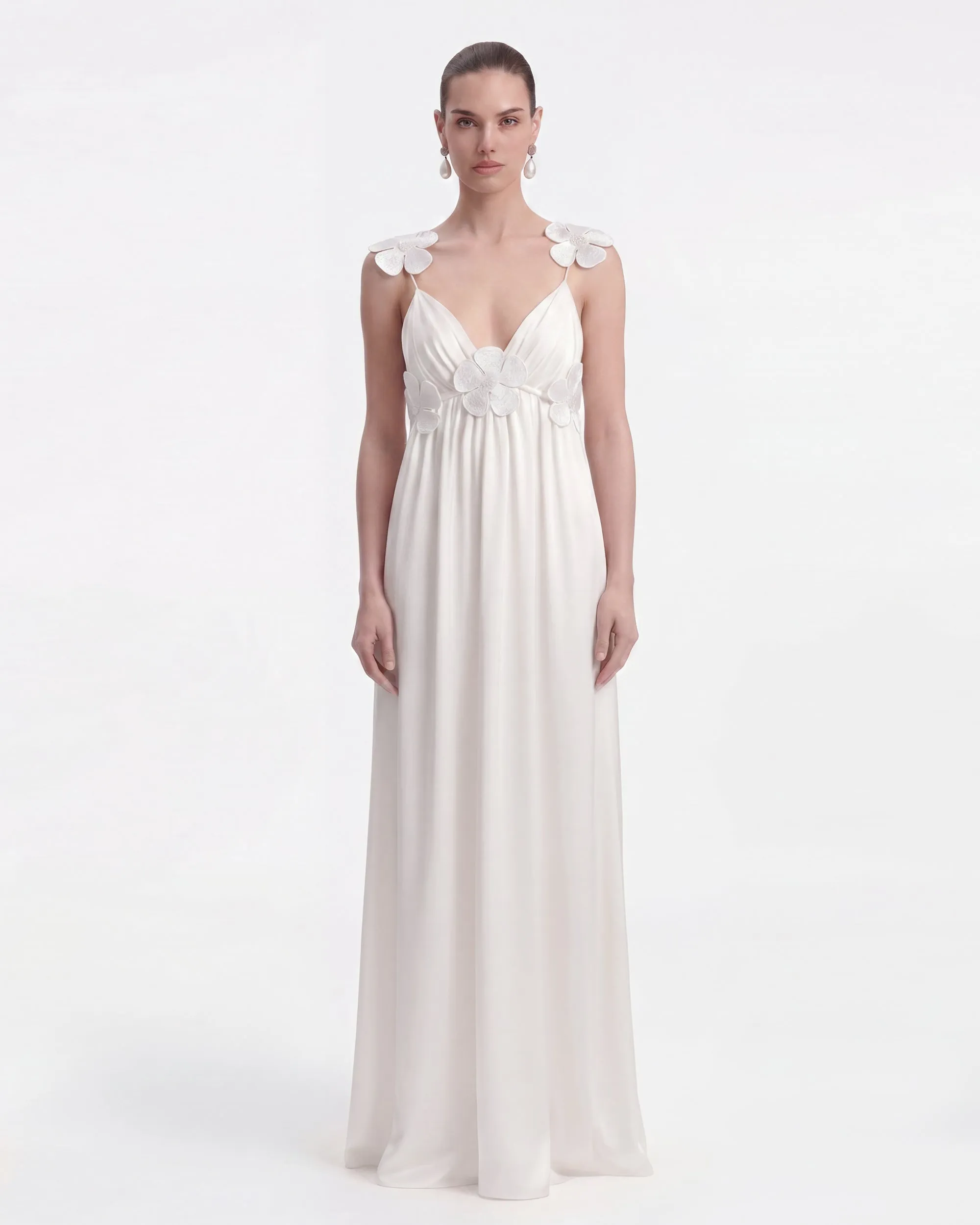 Floral Appliqué Empire Waist Maxi Dress - White sold by JW PEI product image thumbnail 2