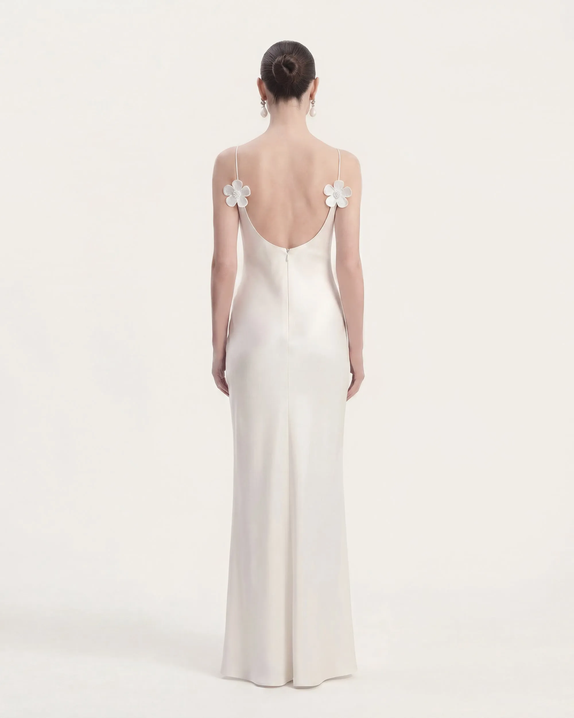 Floral Appliqué Open Back Slip Maxi Dress - White sold by JW PEI product image thumbnail 2