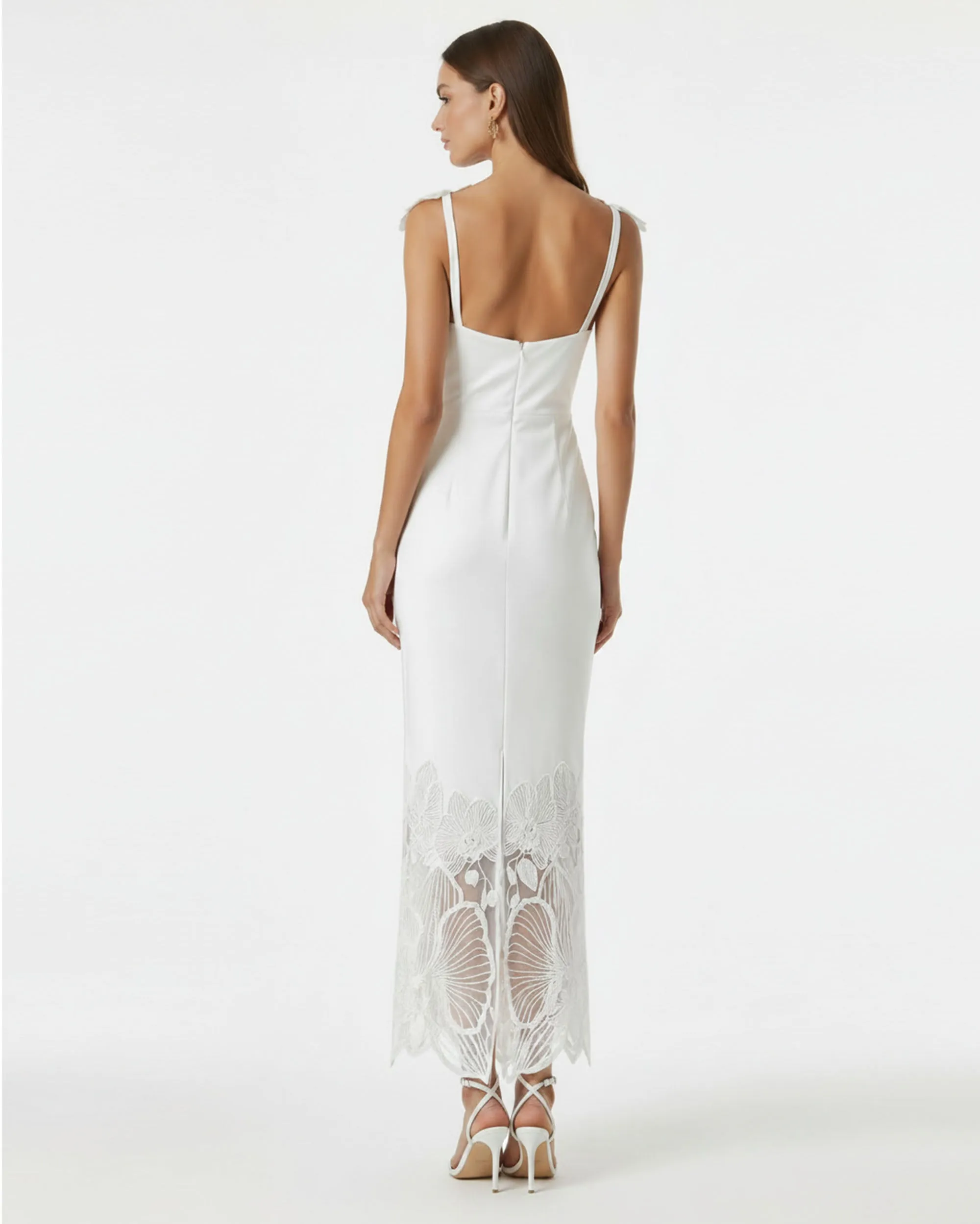 Orchid Embroidered Draped Midi Dress - White sold by JW PEI product image thumbnail 2
