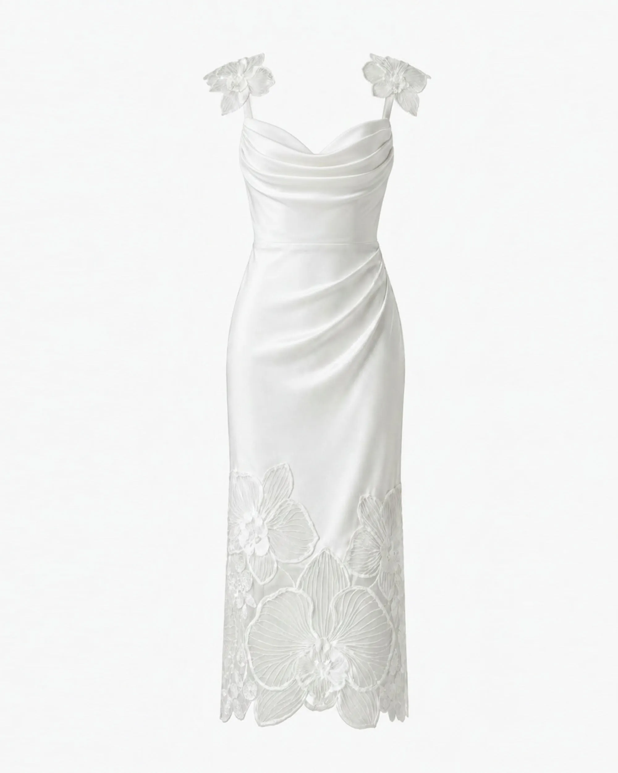 Orchid Embroidered Draped Midi Dress - White sold by JW PEI product image thumbnail 3
