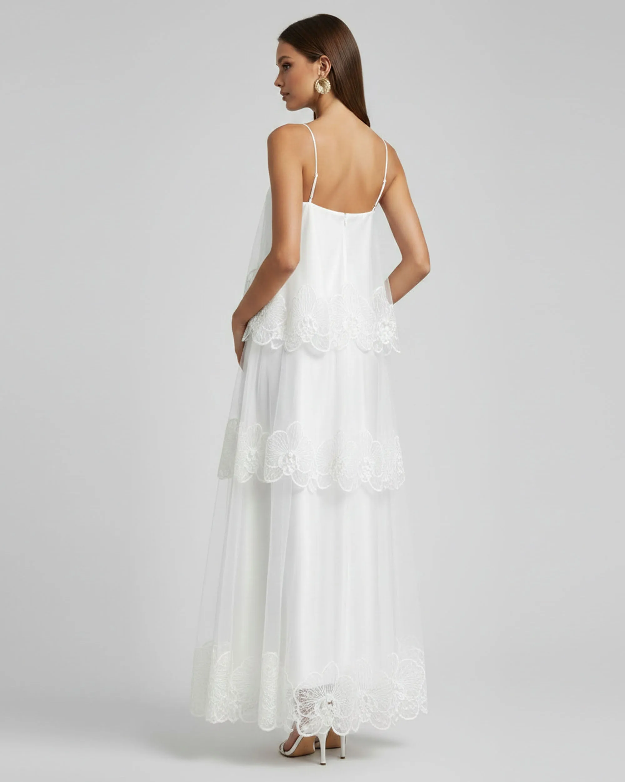 Orchid Embroidered Tiered Tulle Maxi Dress - White sold by JW PEI product image thumbnail 2