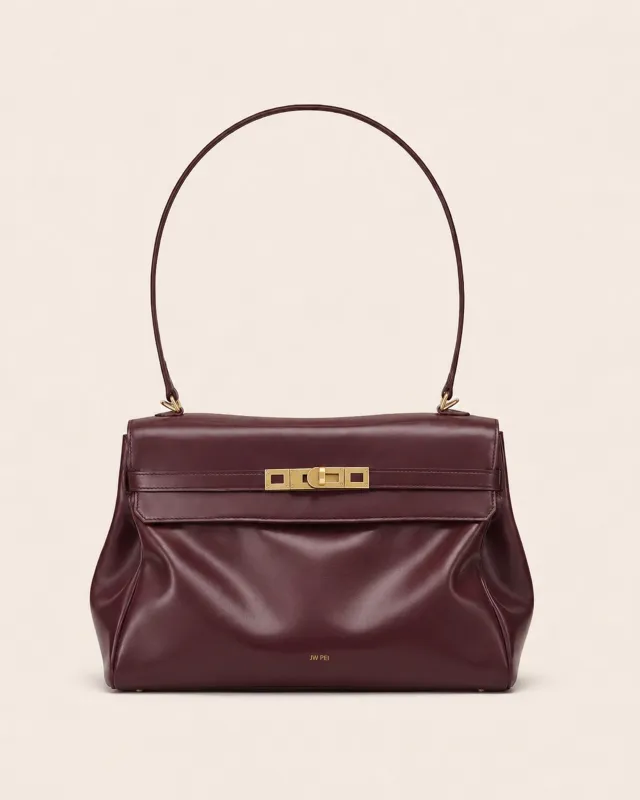 Ariel Turn-Lock Flap Shoulder Bag - Burgundy made by JW PEI