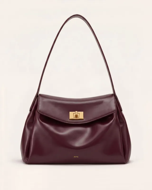 Nora Flap Shoulder Bag - Burgundy made by JW PEI