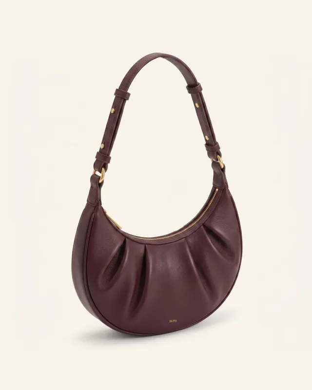 Raya Ruched Soft Crescent Bag - Brown made by JW PEI