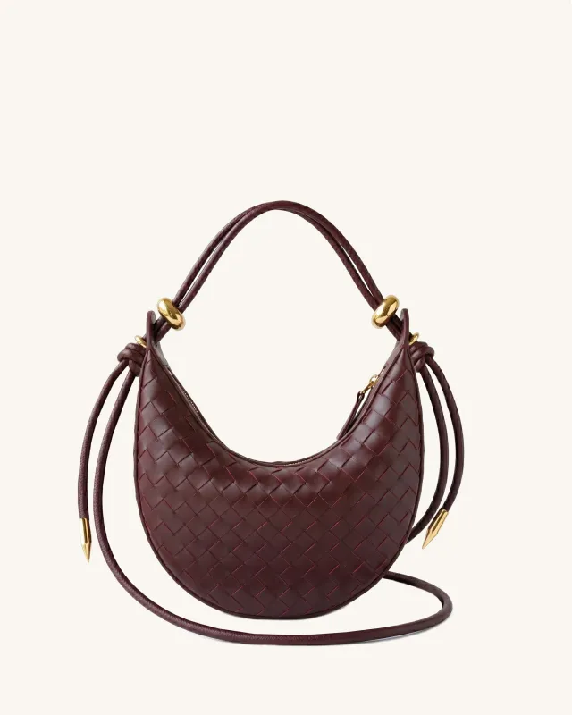 Evelyn Woven Crescent Shoulder Bag - Red made by JW PEI