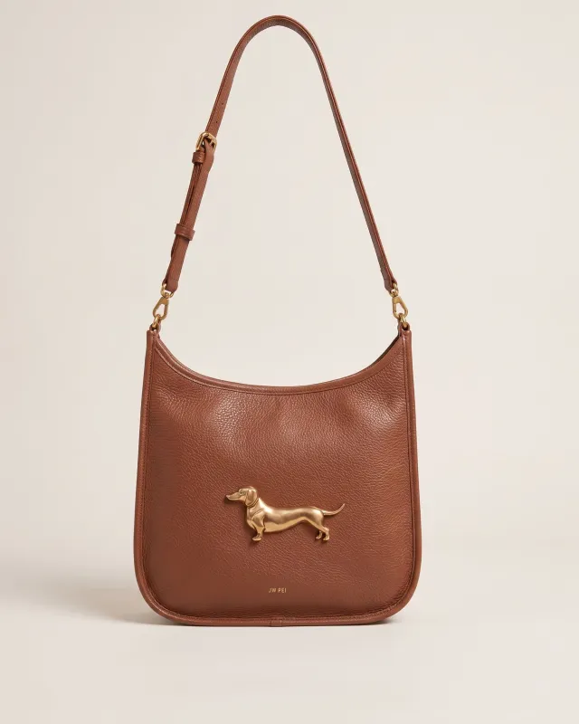 Beau Dachshund Hardware Crossbody Bag - Brown made by JW PEI