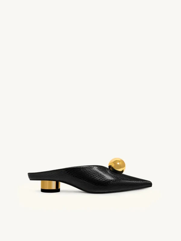 Helena Faux Snakeskin Mules - Black made by JW PEI
