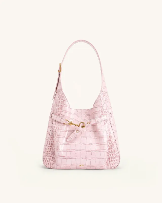 Alina Hobo Bag - Pink Croc made by JW PEI
