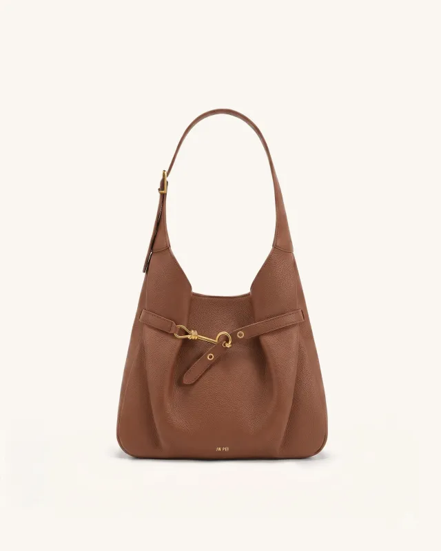Alina Pebbled Hobo Bag - Earth Brown made by JW PEI