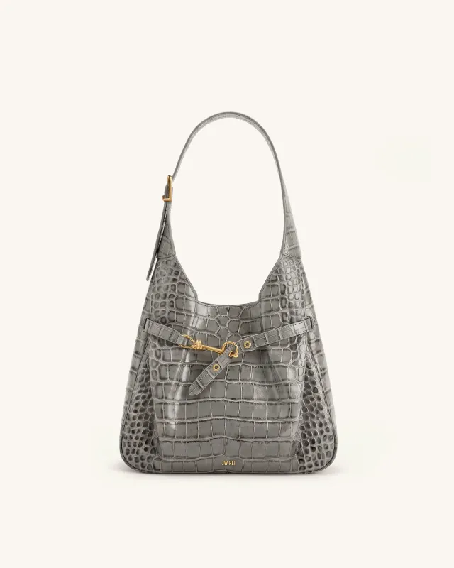 Alina Hobo Bag - Grey Croc made by JW PEI