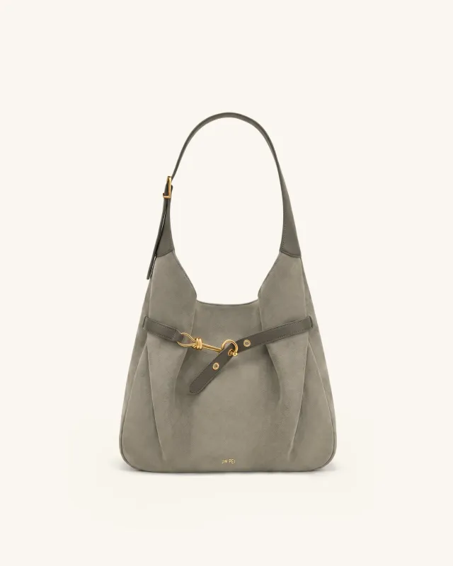 Alina Faux Suede Hobo Bag - Grey made by JW PEI