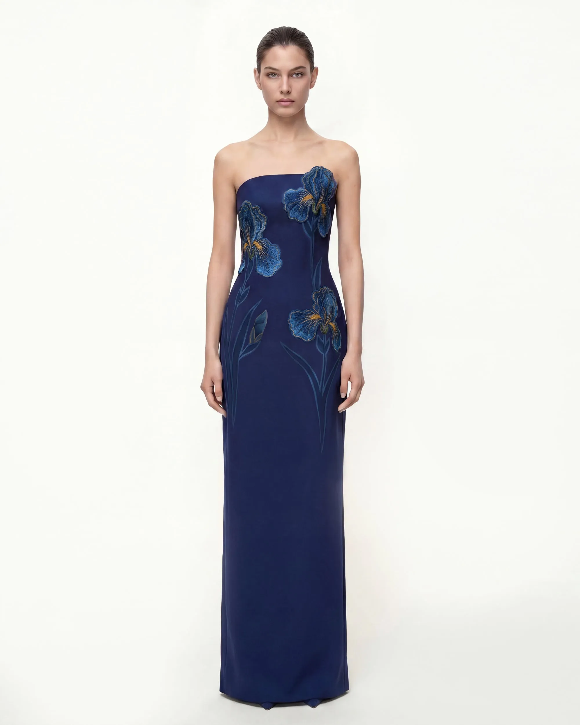 Iris Embroidered Strapless Maxi Dress - Navy Blue sold by JW PEI
