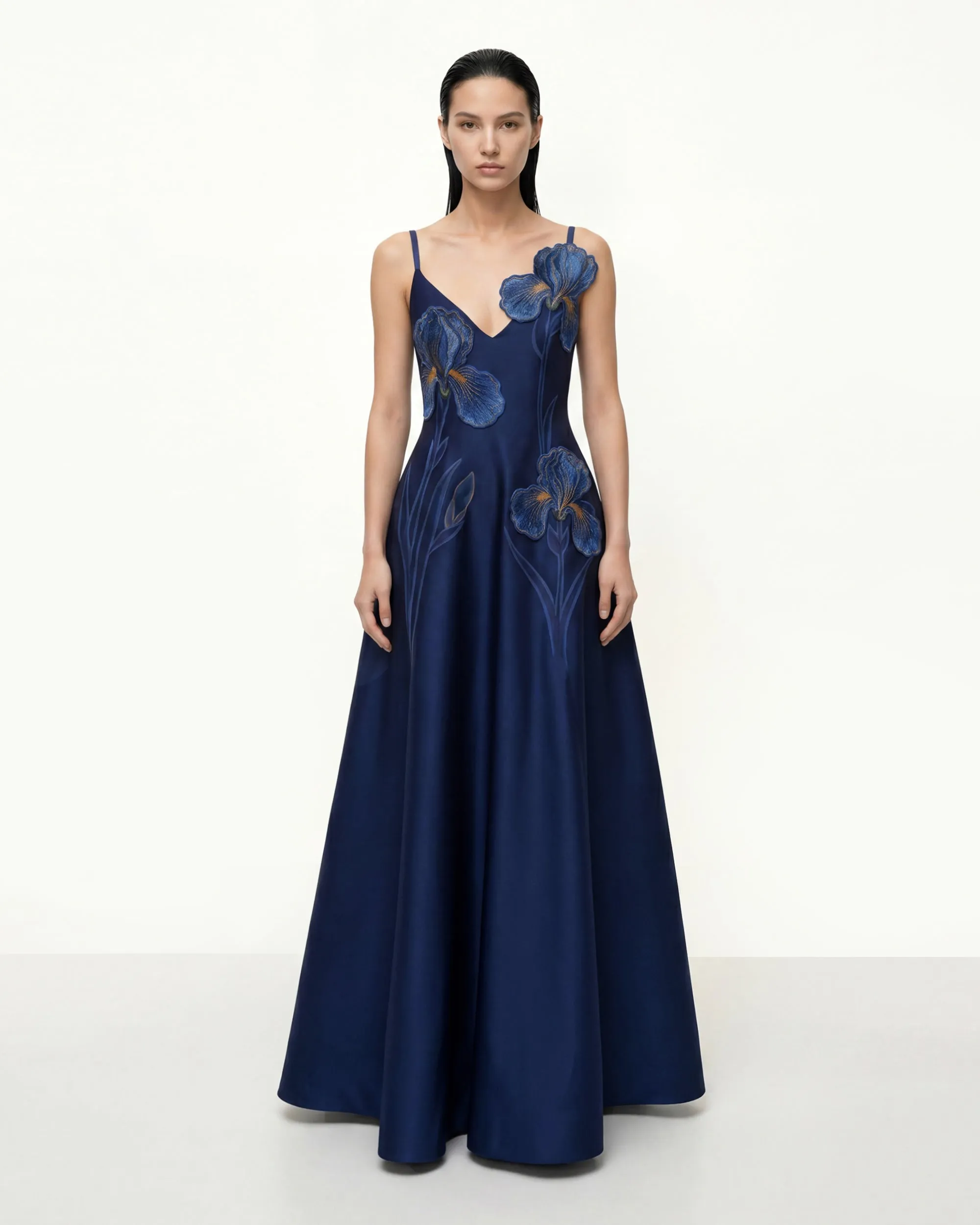 Iris Embroidered A-Line Maxi Dress - Navy Blue sold by JW PEI