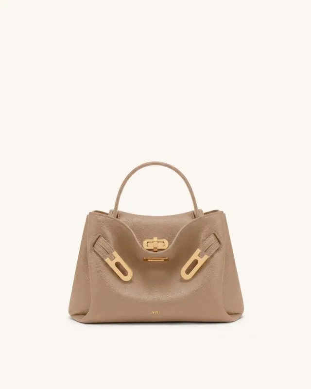 Rhea Small Pebbled Double Buckle Shoulder Bag - Khaki made by JW PEI