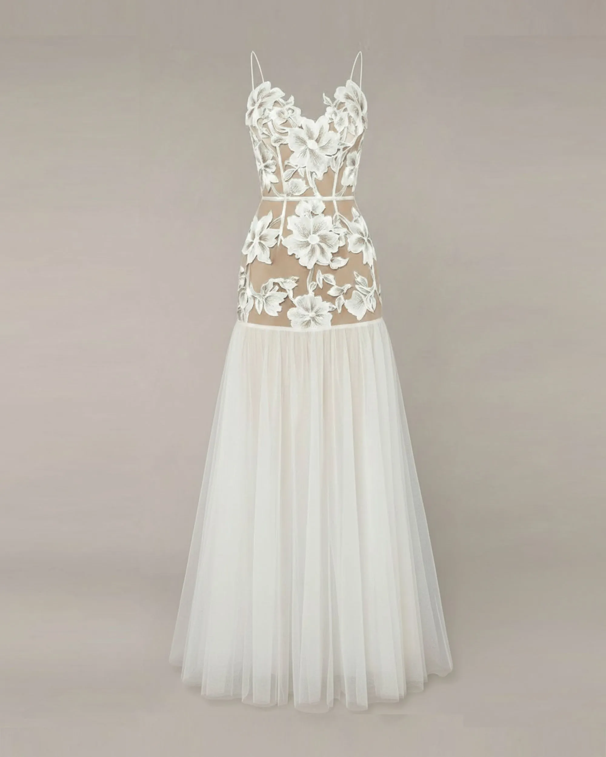 Floral Appliqué Sheer Tulle Maxi Dress - White sold by JW PEI product image thumbnail 3