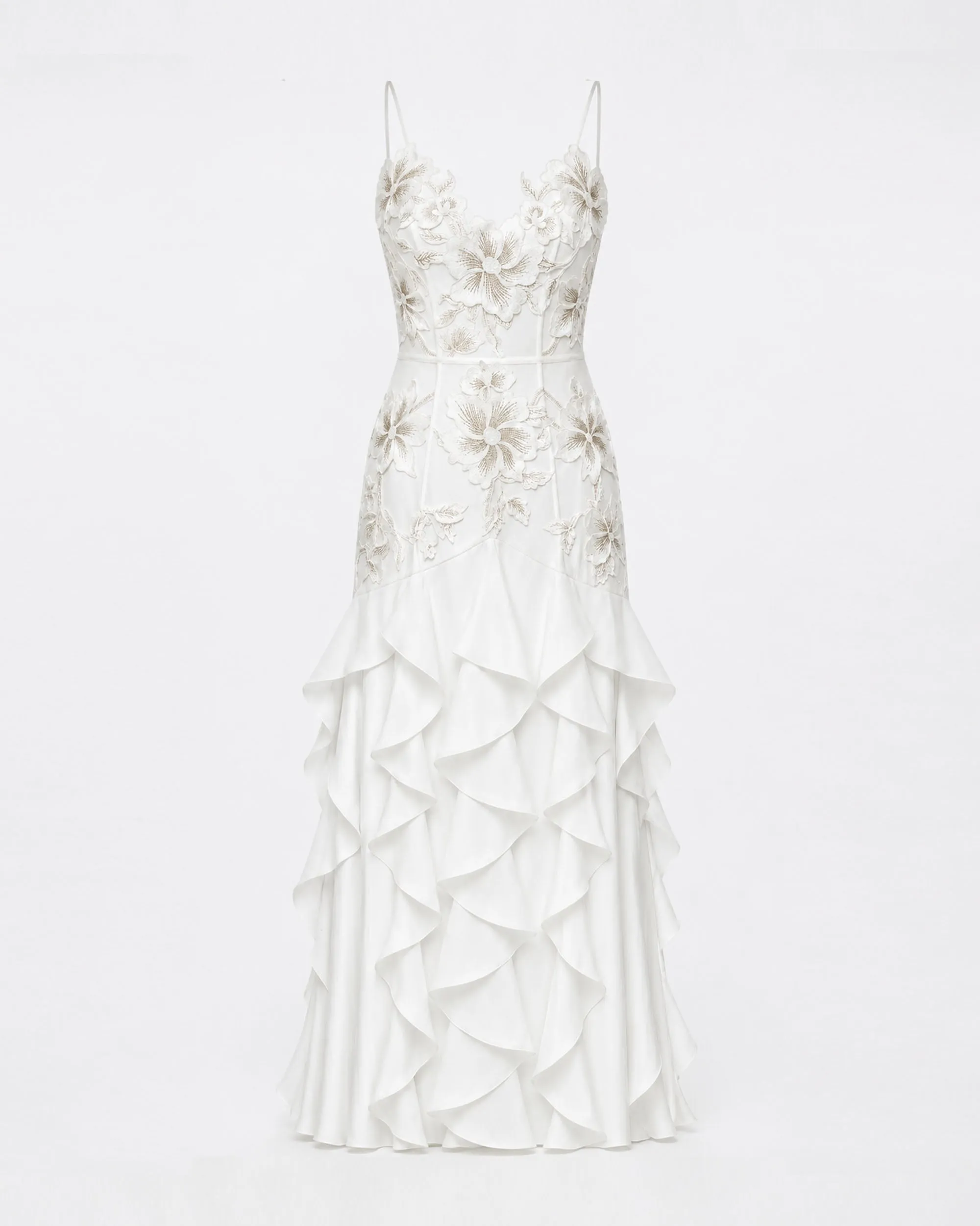 Floral Appliqué Ruffle Maxi Dress - White sold by JW PEI product image thumbnail 3