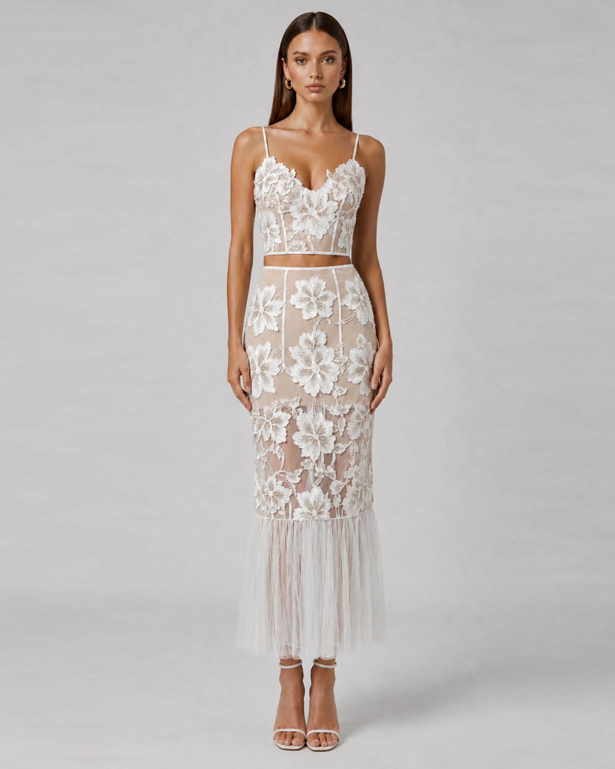Floral Appliqué Sheer
Corset Top - White sold by JW PEI