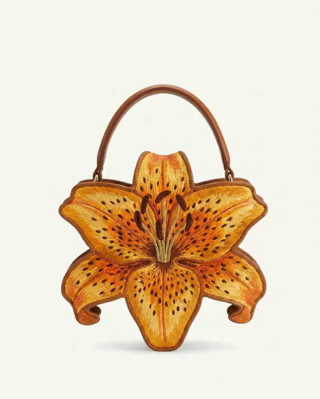 Lily Blossom Top Handle Bag - Orange made by JW PEI
