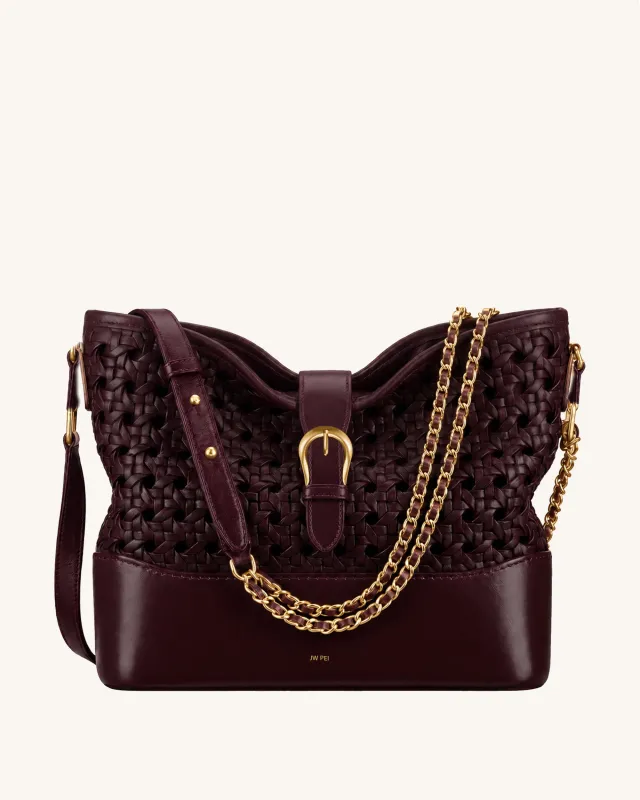 Ava Woven Bucket Bag - Red made by JW PEI