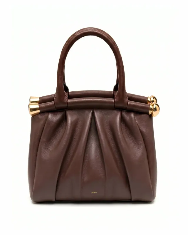 Mila Pleated Top Handle Bag - Brown made by JW PEI