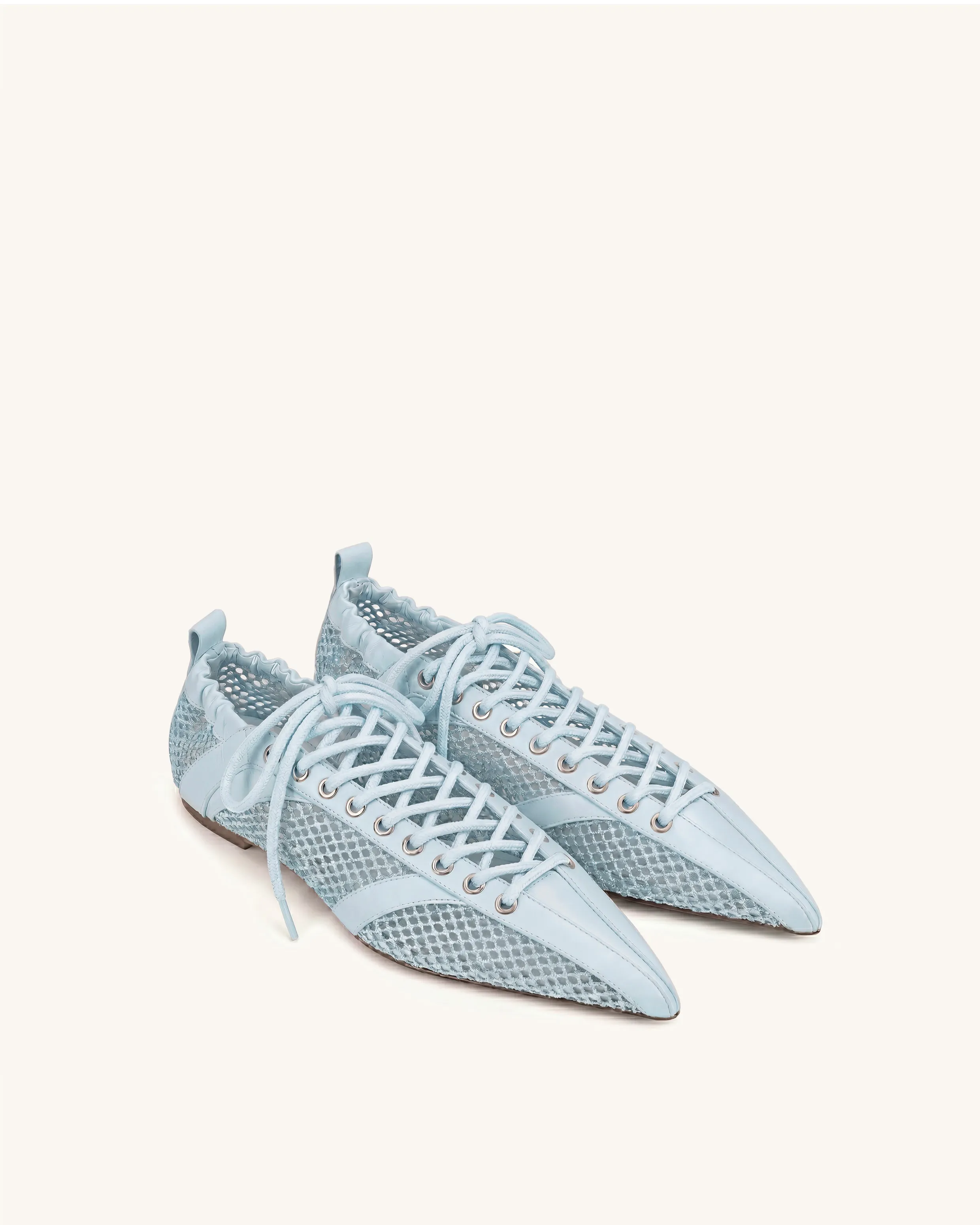 Ava Lace-Up Mesh Flats - Blue sold by JW PEI