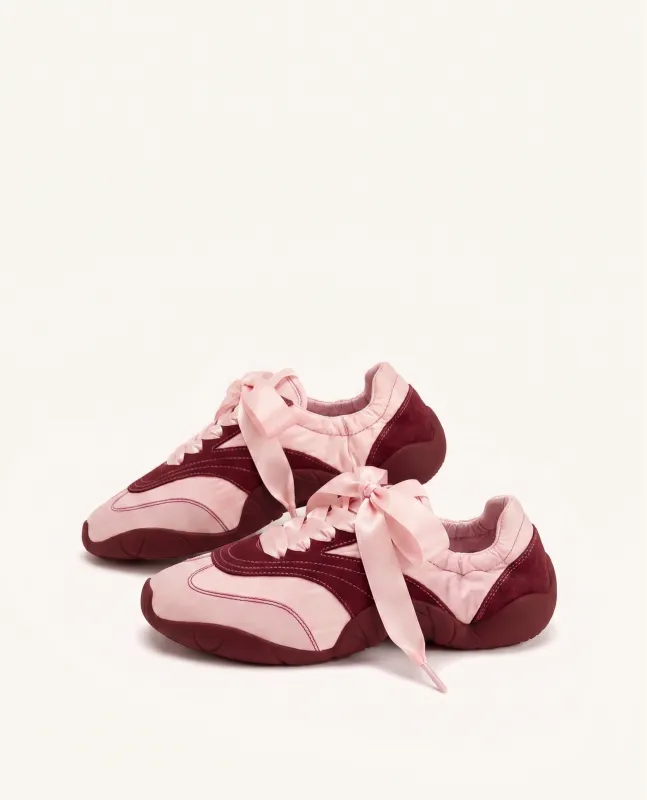 Flavia Ribbon Lace Ballerina Sneakers - Blush Burgundy made by JW PEI