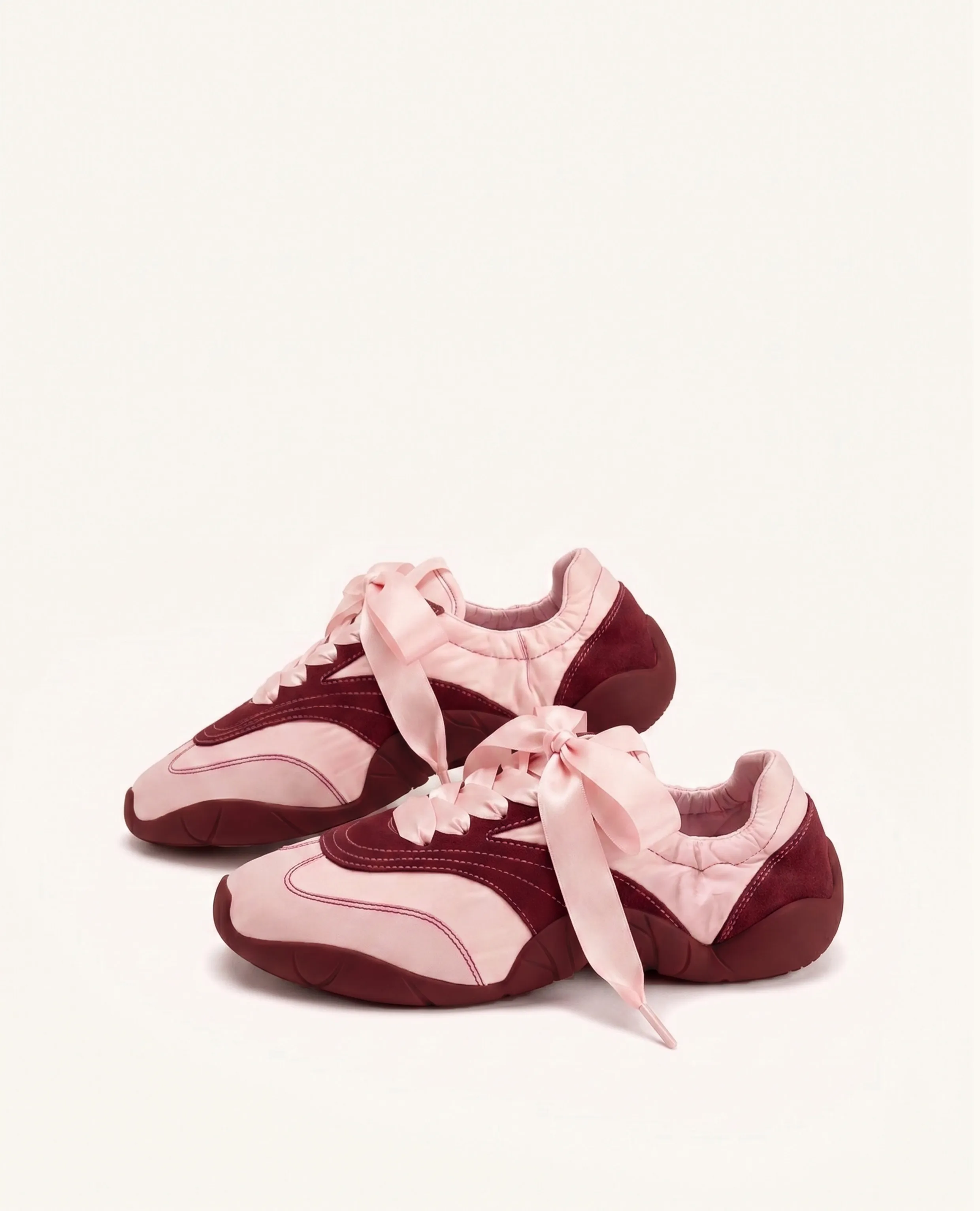 Flavia Ribbon Lace Ballerina Sneakers - Blush Burgundy sold by JW PEI