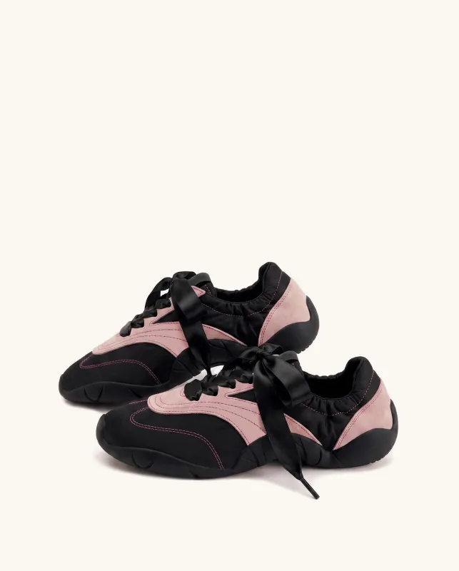 Flavia Ribbon Lace Ballerina Sneakers - Black Pink made by JW PEI