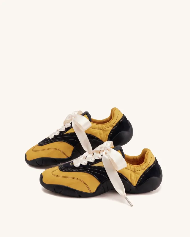 Flavia Ribbon Lace Ballerina Sneakers - Mustard Black made by JW PEI