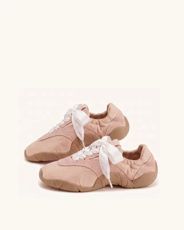 Flavia Ribbon Lace Ballerina Sneakers - Blush Pink made by JW PEI