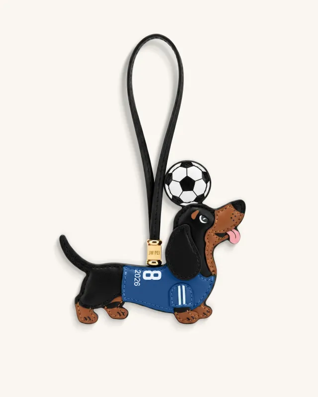 World Cup Dachshund Soccer Jersey Bag Charm - Blue made by JW PEI