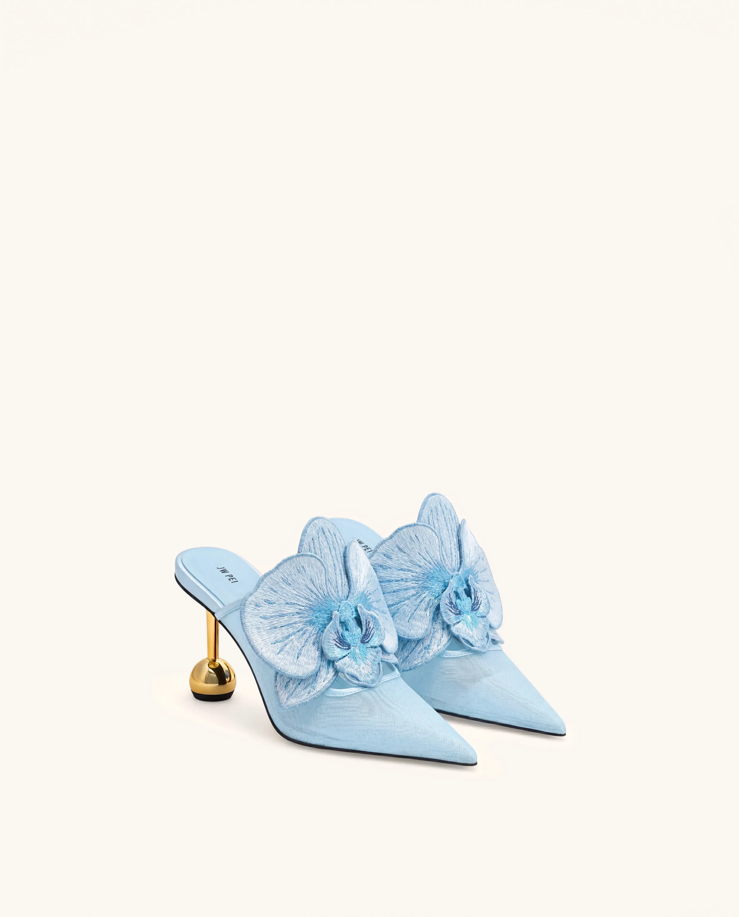 Sofia Orchid Sphere Heel Mules - Blue sold by JW PEI