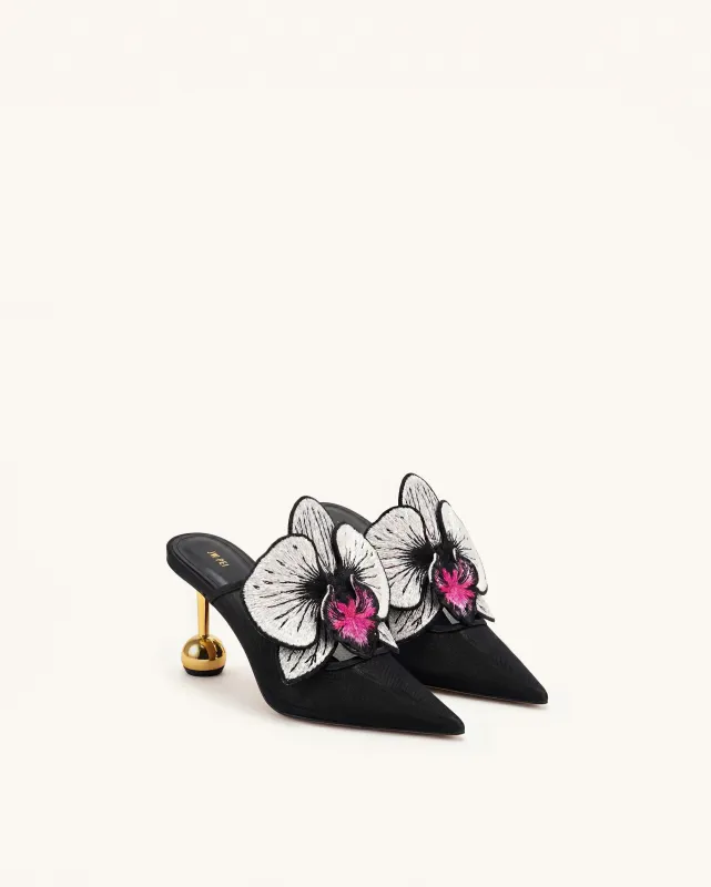 Sofia Orchid Sphere Heel Mules - Black made by JW PEI