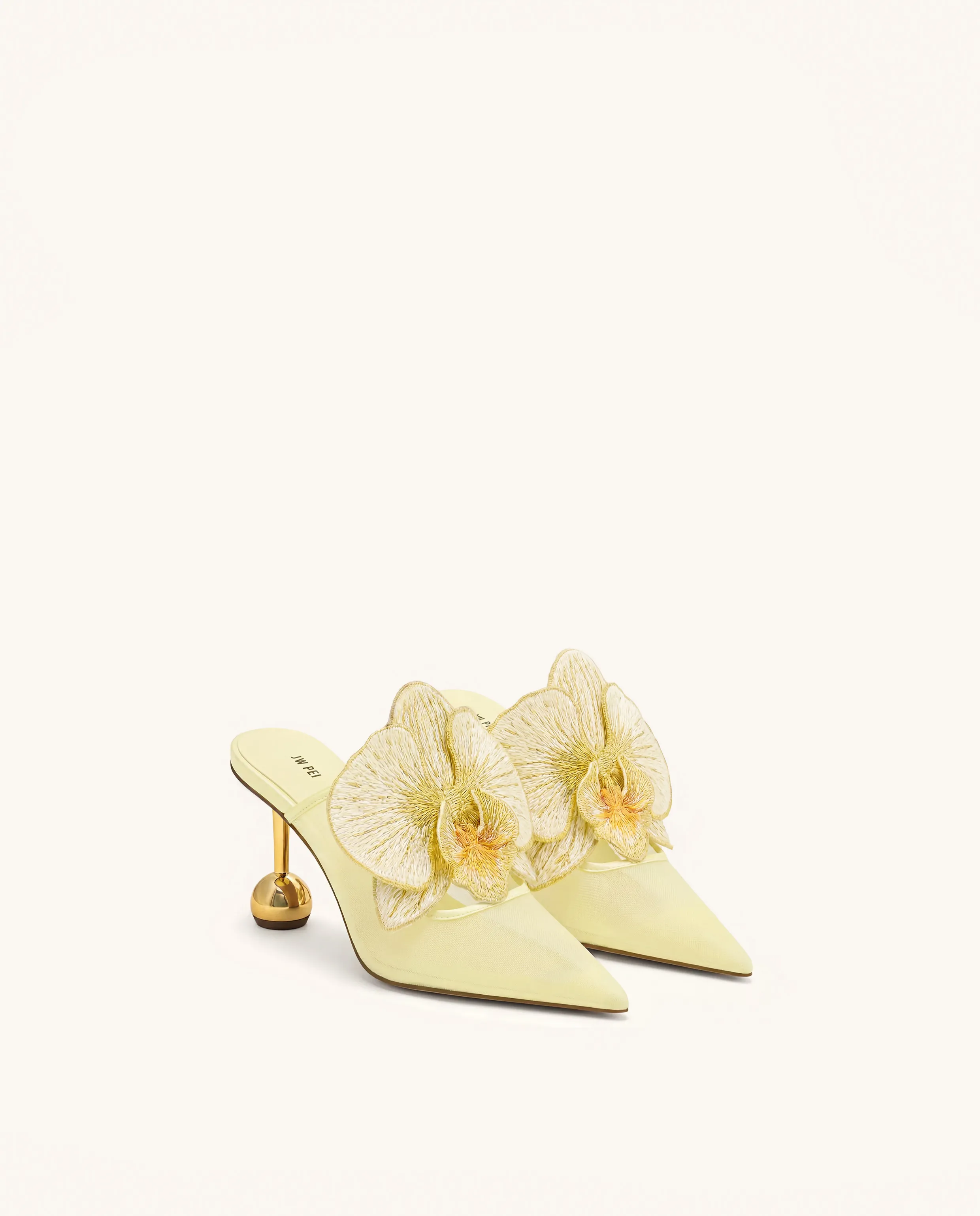 Sofia Orchid Sphere Heel Mules - Butter Yellow sold by JW PEI