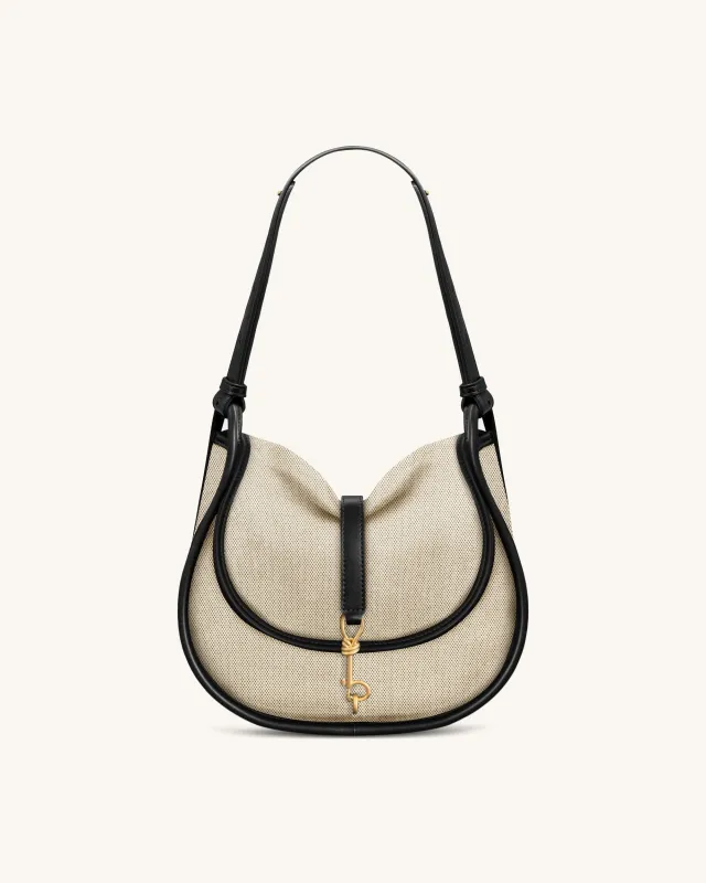 Arla Small Hobo Bag - Black Canvas made by JW PEI