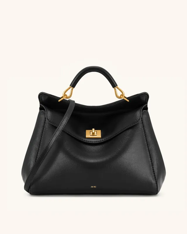 Lucia Medium Classic Top Handle Bag - Black made by JW PEI